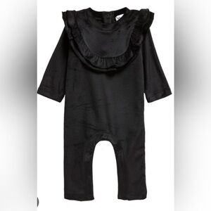 NWT Splendid Bliss Black Velour Ruffle Onesie Romper
